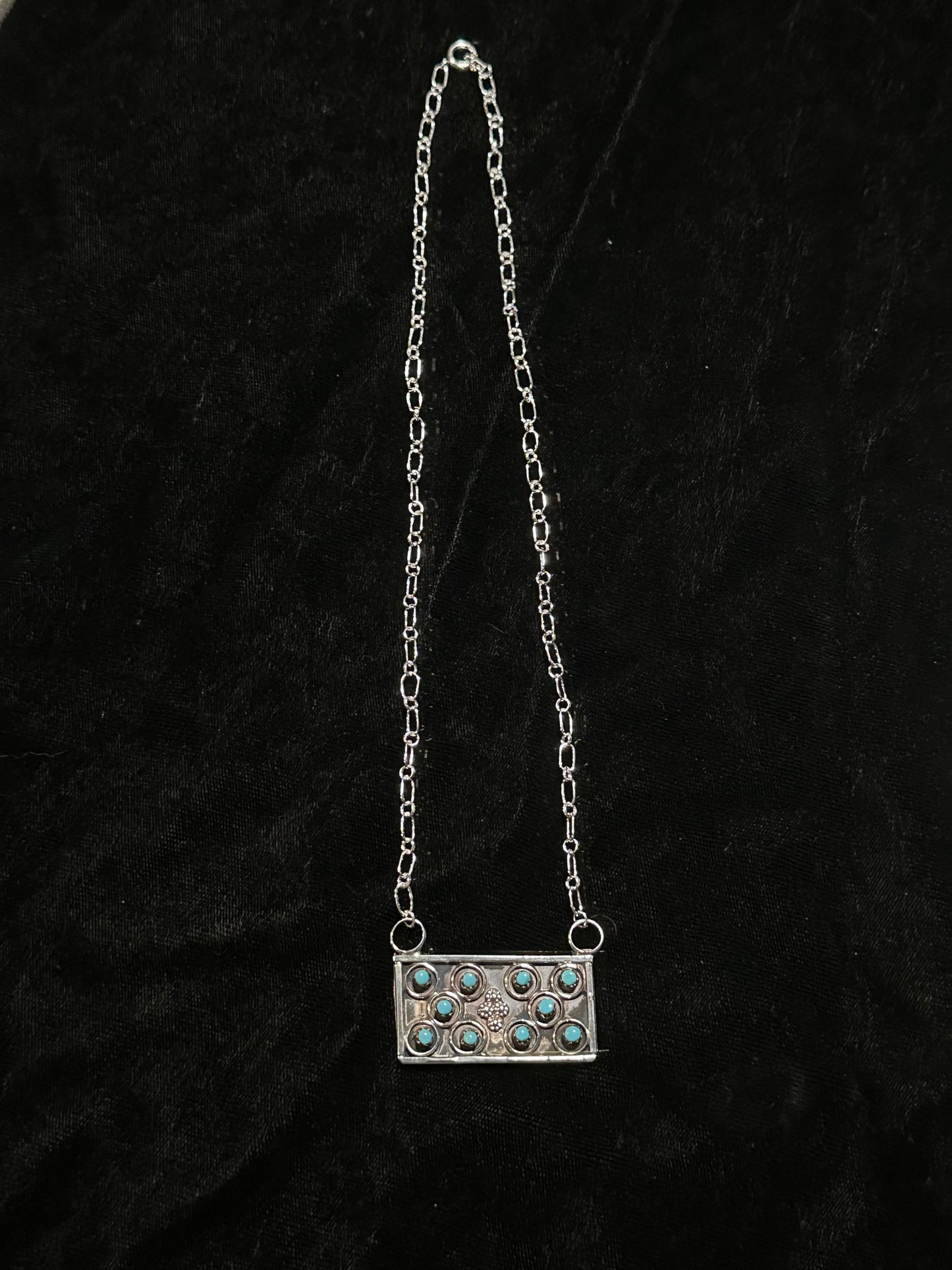 Sleeping Beauty Turquoise Bar Necklace by Joanne Cheama, Zuni