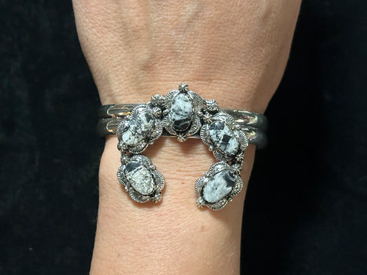 6 1/4"-7" White Buffalo Naja Cuff by Raymond Yazzie, Navajo