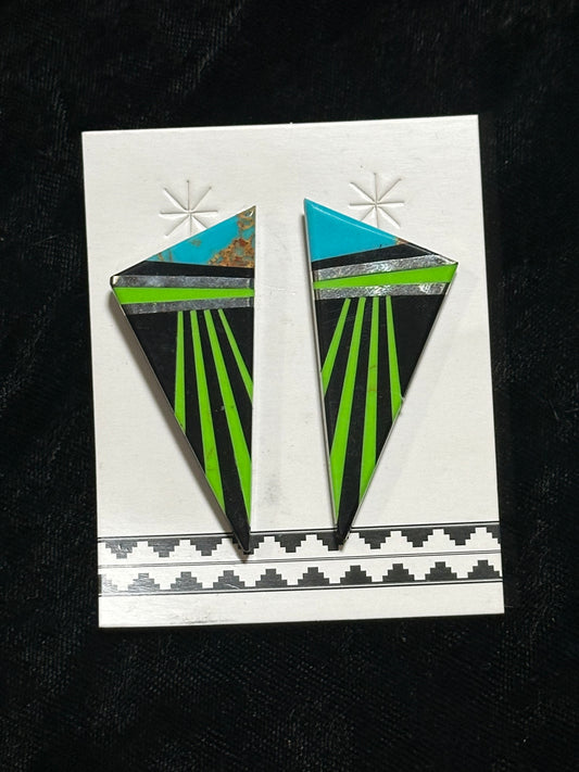 Triangle Slab Post Earrings by Fabian Coriz, Santo Domingo