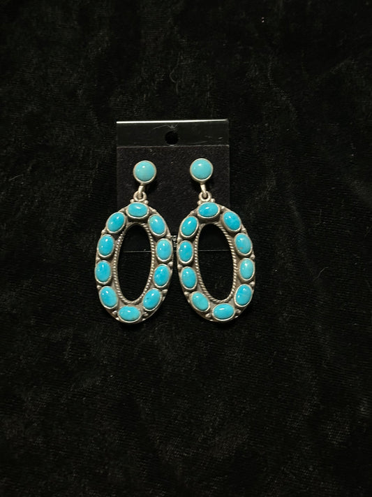 Sleeping Beauty Turquoise Post Dangle Earrings