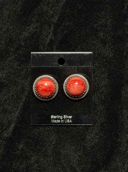 Red Spiny Oyster Circle Post Earrings