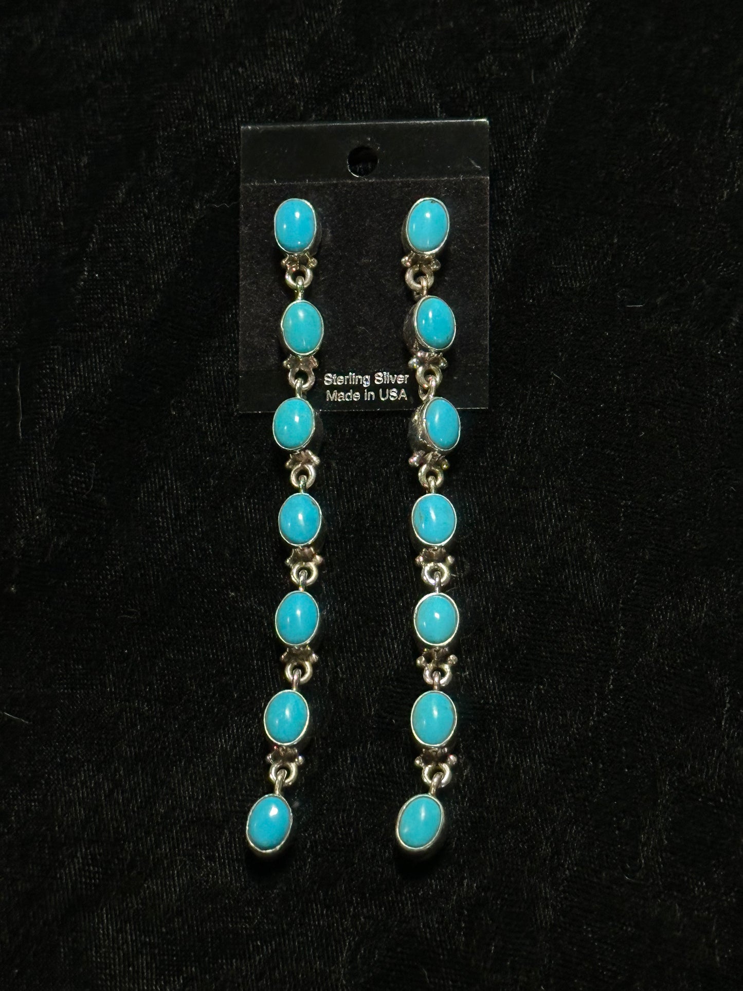 4” Sleeping Beauty Turquoise Post Dangle Earrings