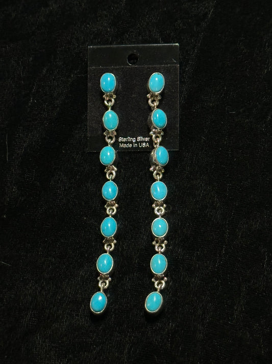 4” Sleeping Beauty Turquoise Post Dangle Earrings