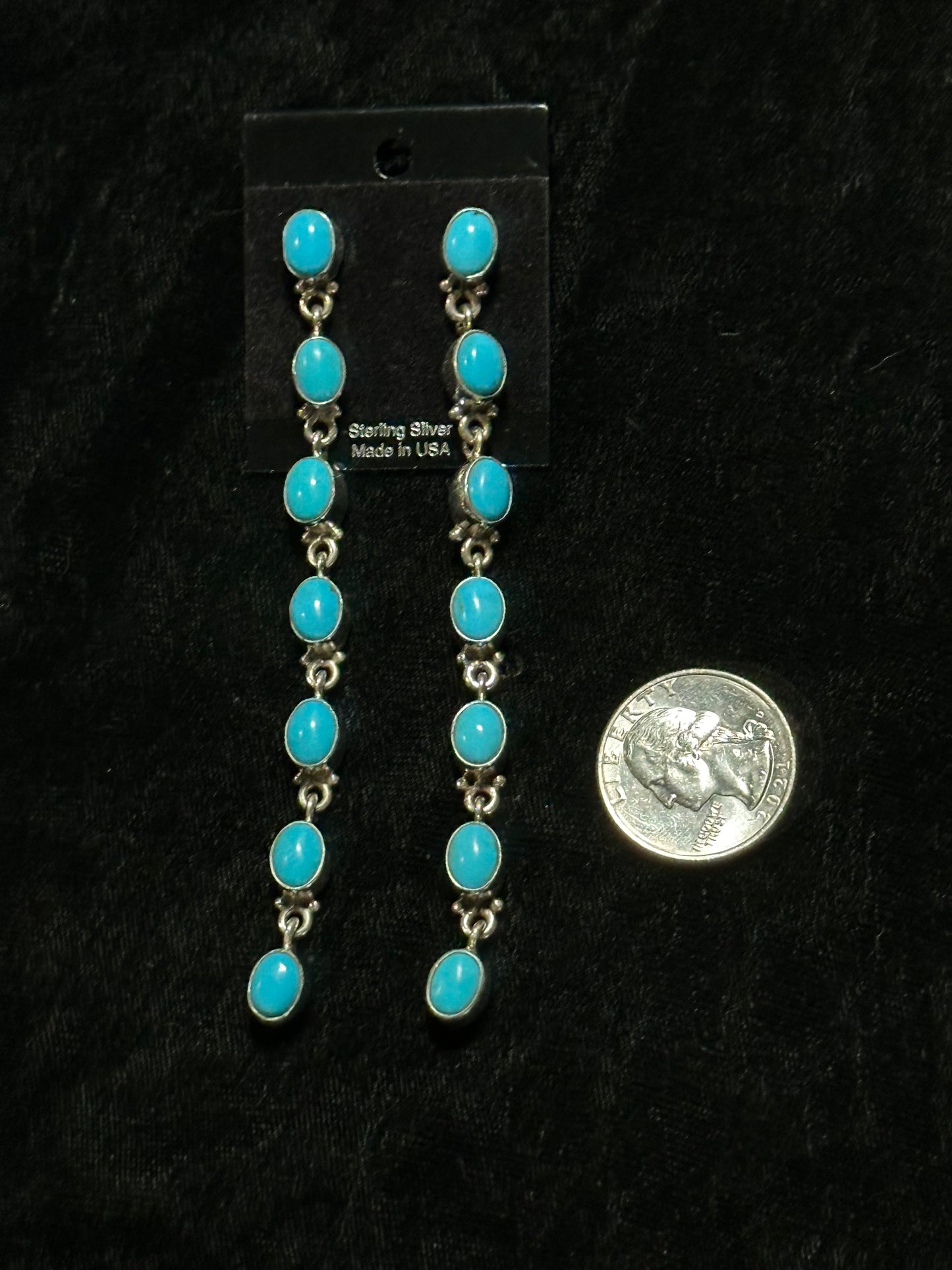 4” Sleeping Beauty Turquoise Post Dangle Earrings