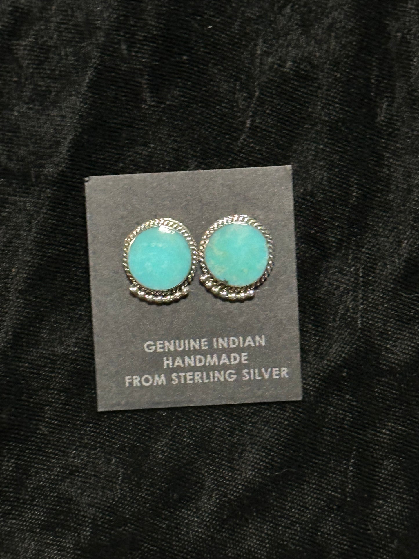 Turquoise Circle Post Earrings by Annetta Martinez, Navajo