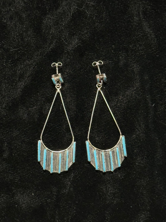 Turquoise Post Dangle Earrings by Ashley Laata, Zuni