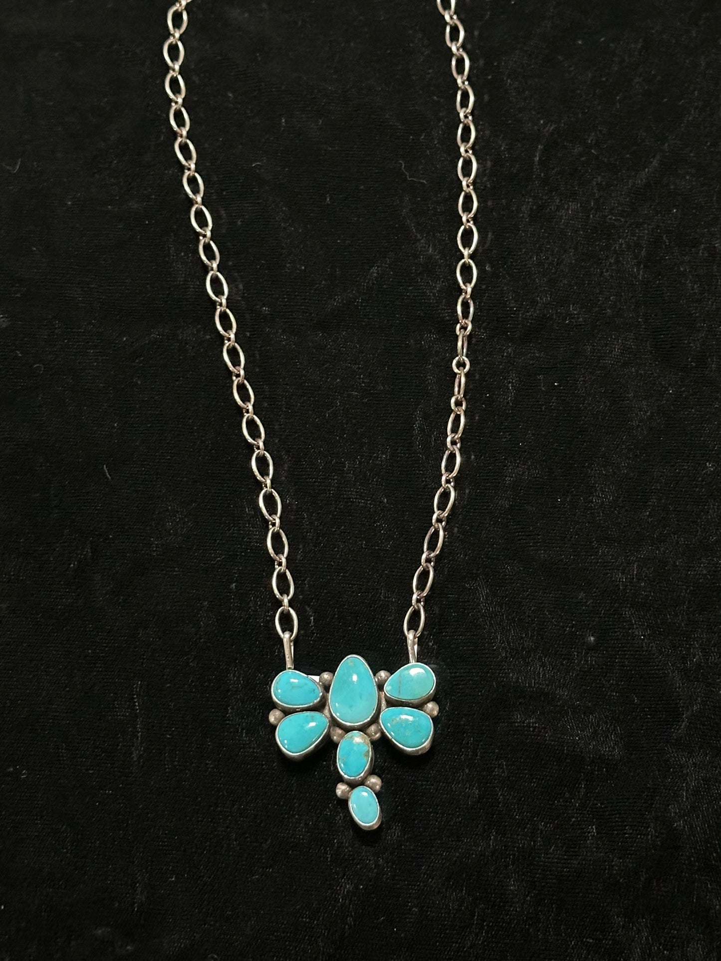 19" Blue Ridge Turquoise Dragonfly Necklace by Dave Skeets, Navajo