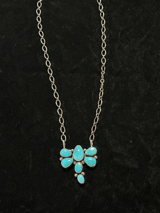 19" Blue Ridge Turquoise Dragonfly Necklace by Dave Skeets, Navajo