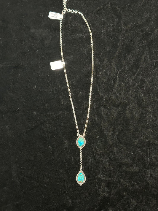 Kingman Turquoise Lariat Style Necklace by Hada Collection