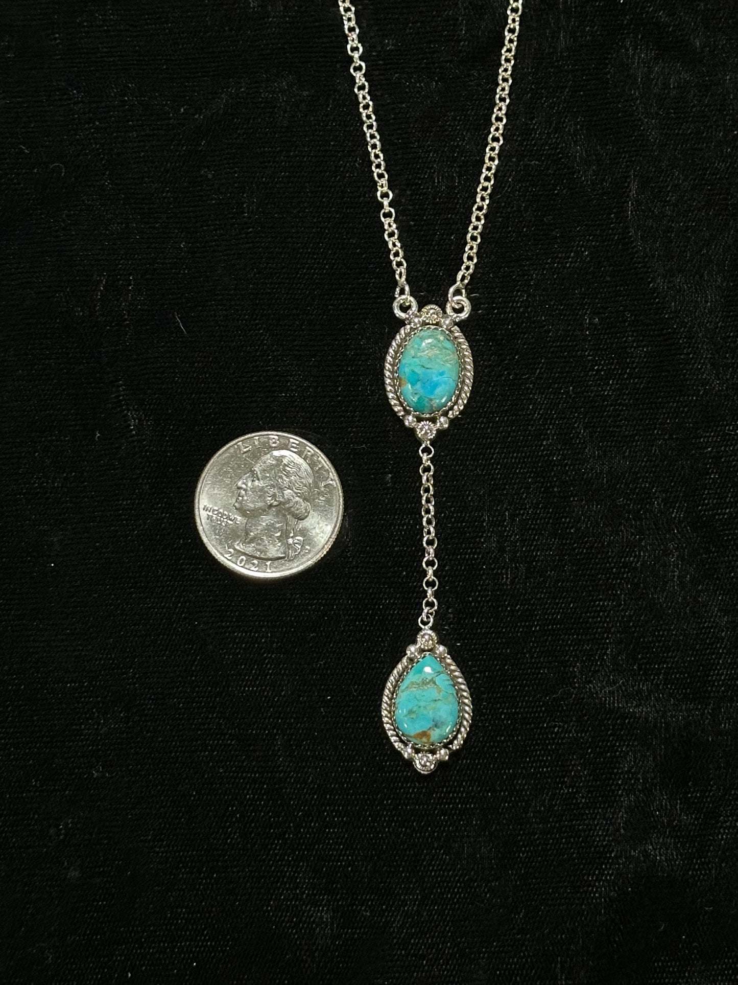 18"+2"ext Kingman Turquoise Necklace by Hada Collection