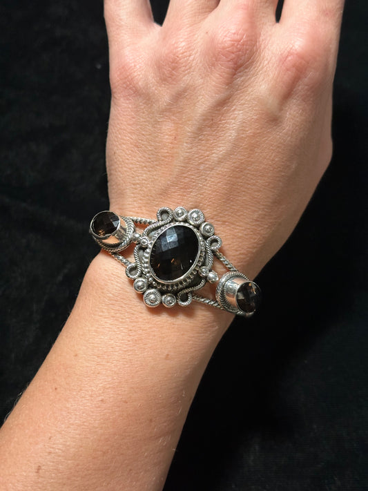 6"-7" Chocolate Quartz Cuff Bracelet by Mike Smith, Navajo