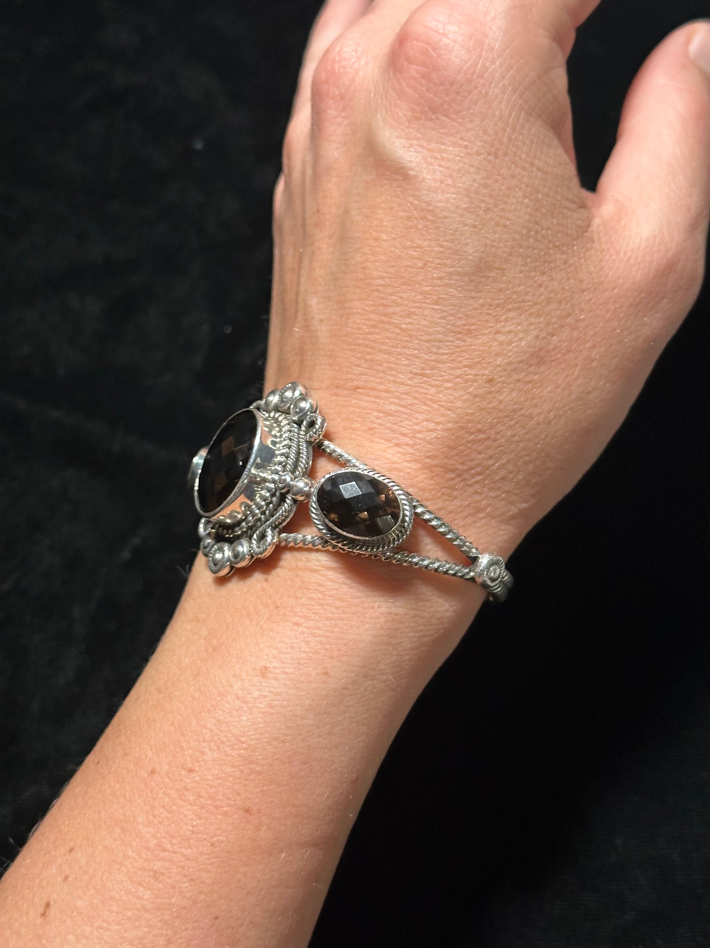 6"-7" Chocolate Quartz Cuff Bracelet by Mike Smith, Navajo
