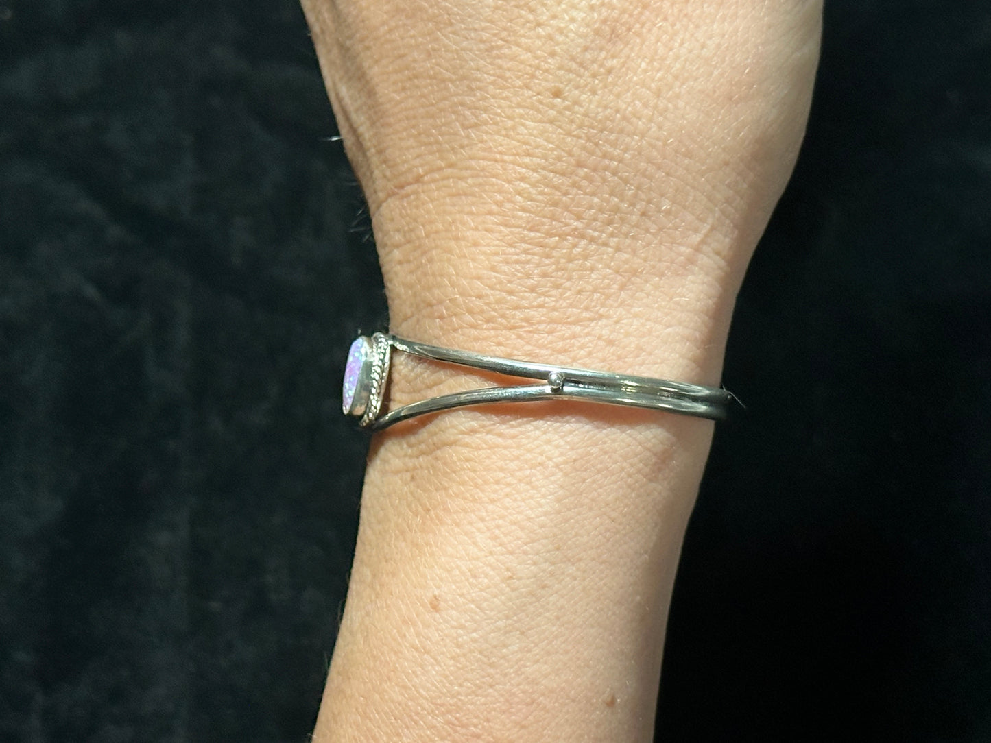 5 1/2"-6 1/2" Pink Opal Cuff Bracelet by Rosemary Sanders, Navajo
