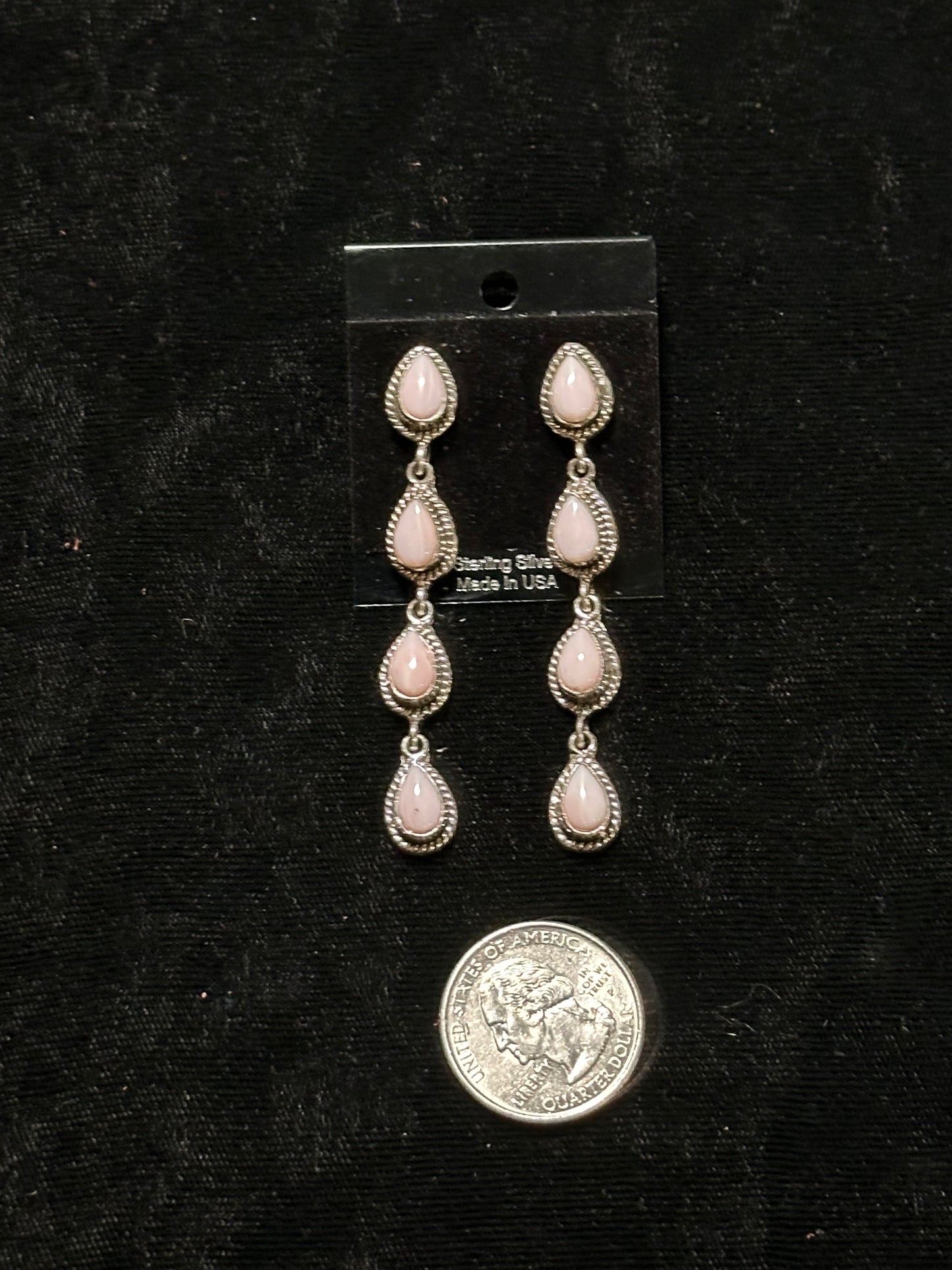 2 1/2" Pink Conch Shell Teardrop Post Dangle Earrings
