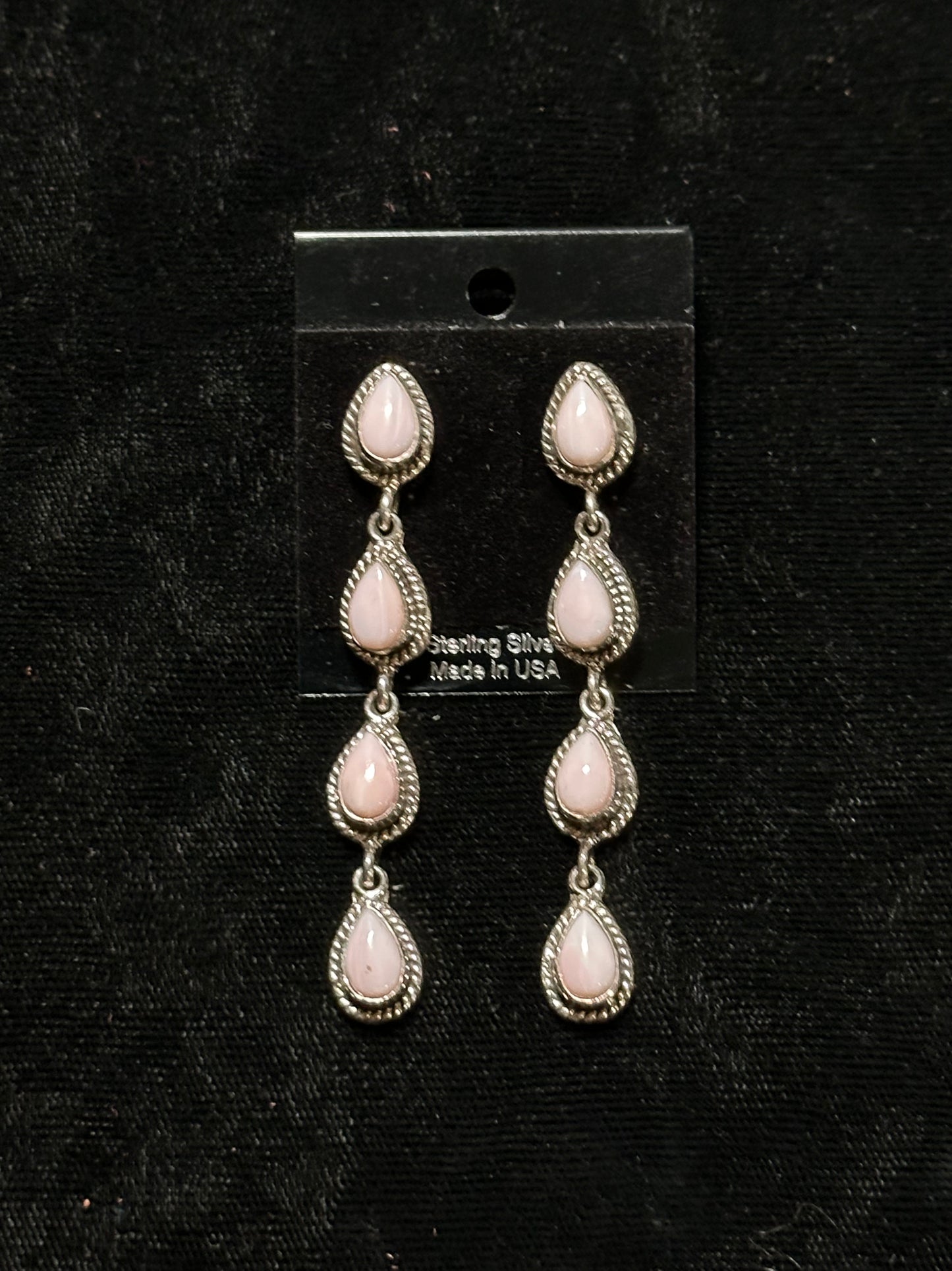 2 1/2" Pink Conch Shell Teardrop Post Dangle Earrings