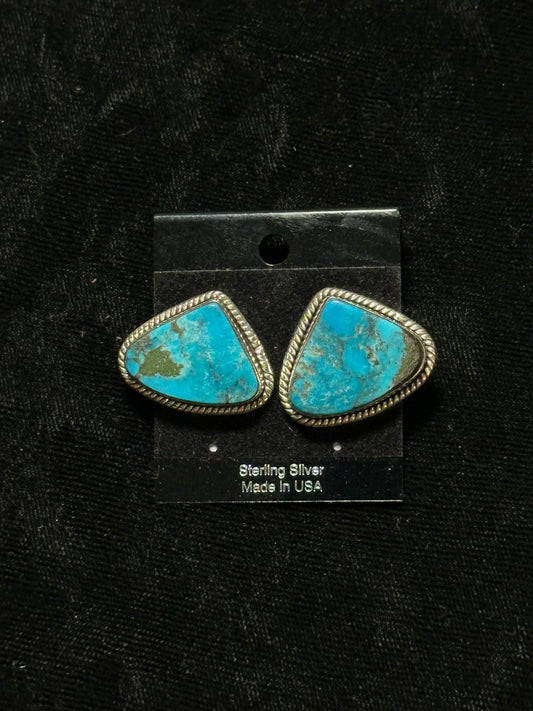 Triangle Kingman Turquoise Post Earrings