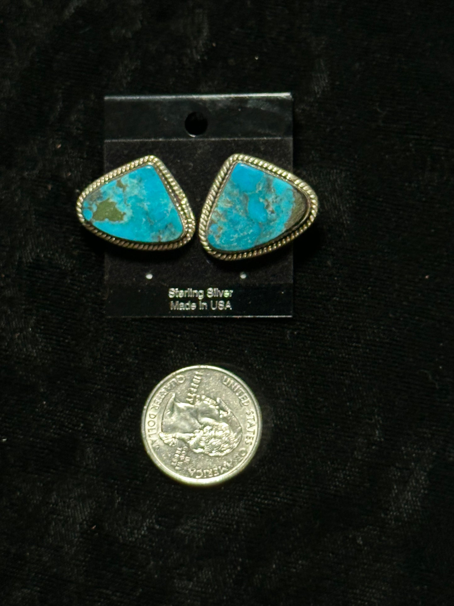 Triangle Kingman Turquoise Post Earrings