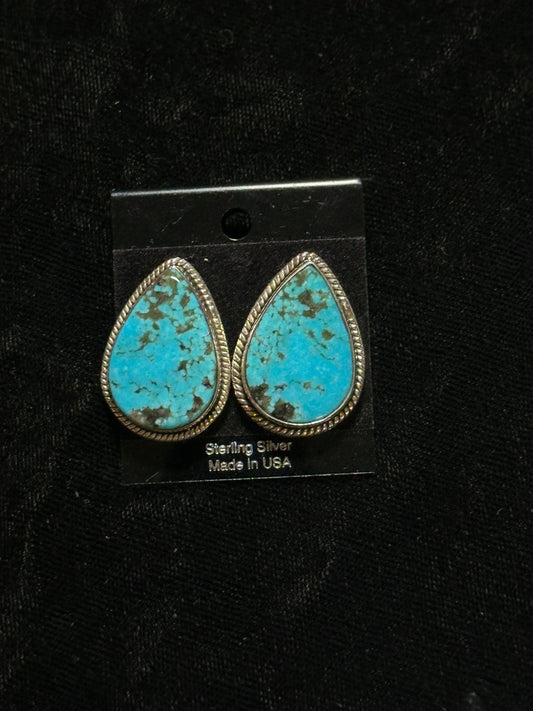 Teardrop Kingman Turquoise Post Earrings