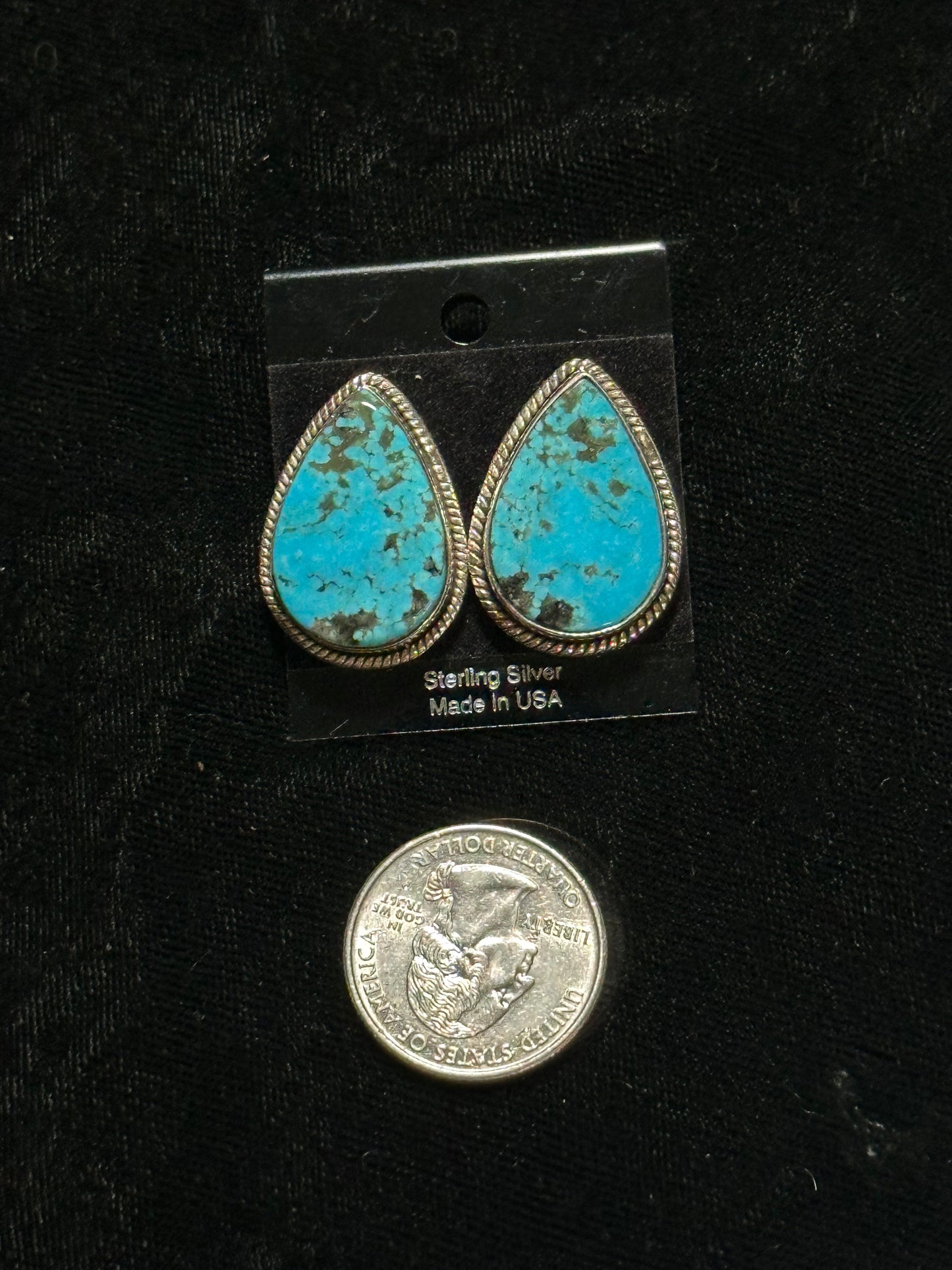 Teardrop Kingman Turquoise Post Earrings