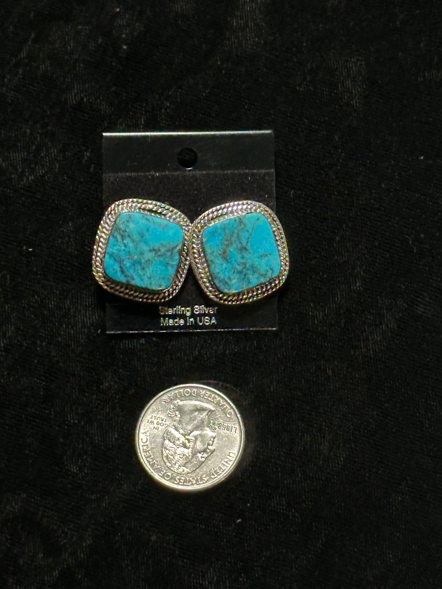 Square Kingman Turquoise Post Earrings