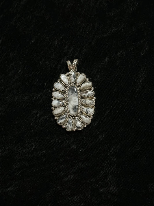 White Buffalo Pendant with a 4.5mm Bale by Justina Wilson, Navajo