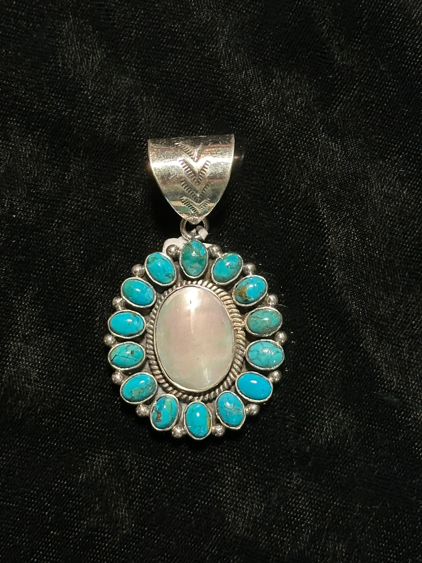 Mother Of Pearl and Turquoise Pendant with a 12mm Bale