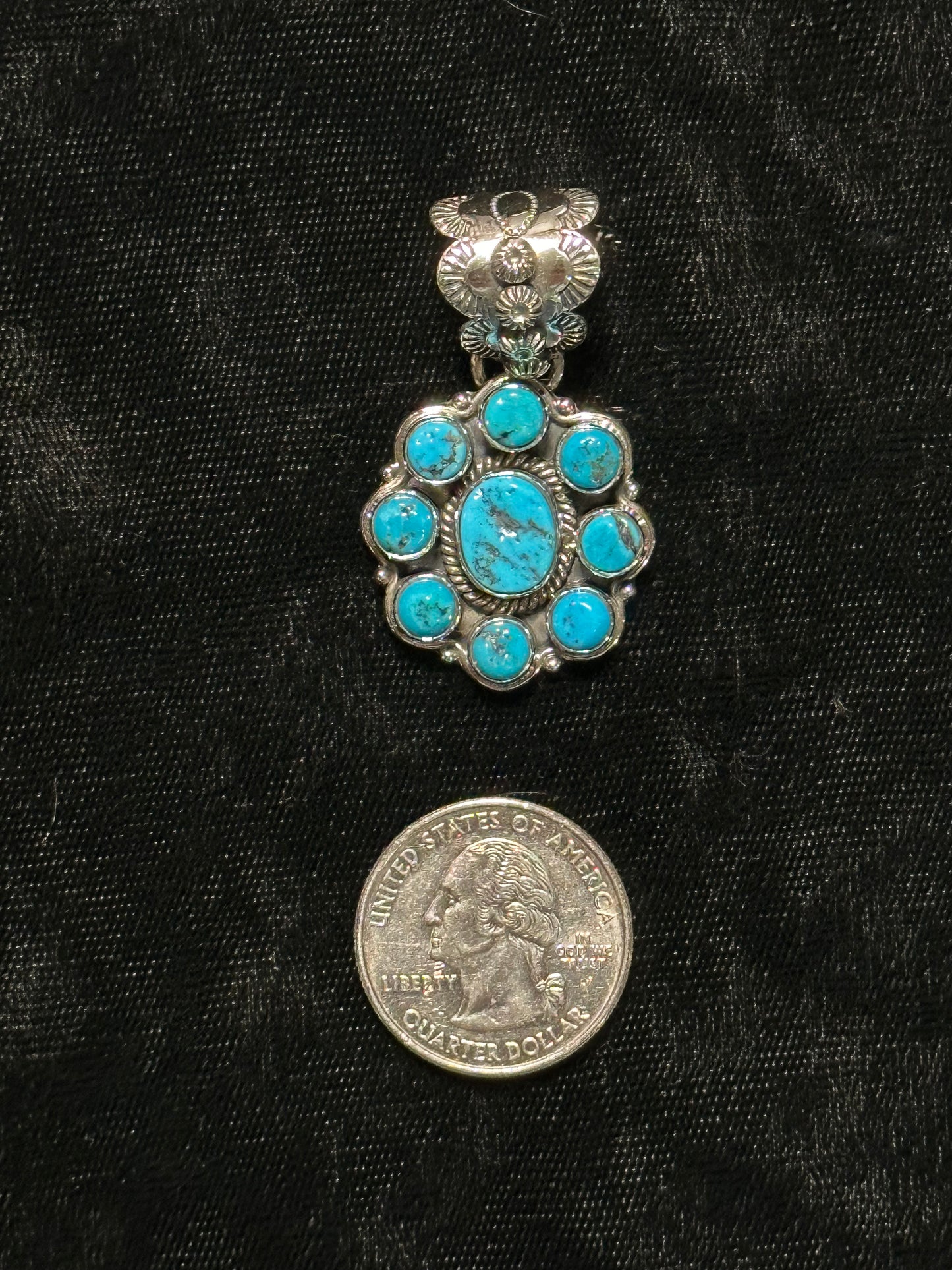 Turquoise Cluster Pendant with 10mm Bale