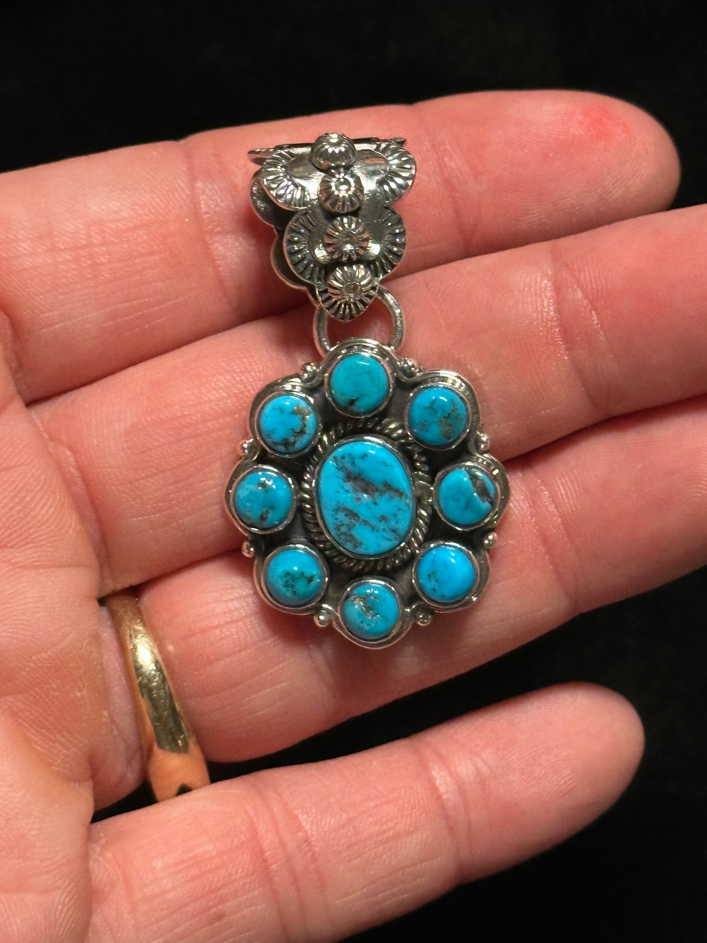 Turquoise Cluster Pendant with 10mm Bale