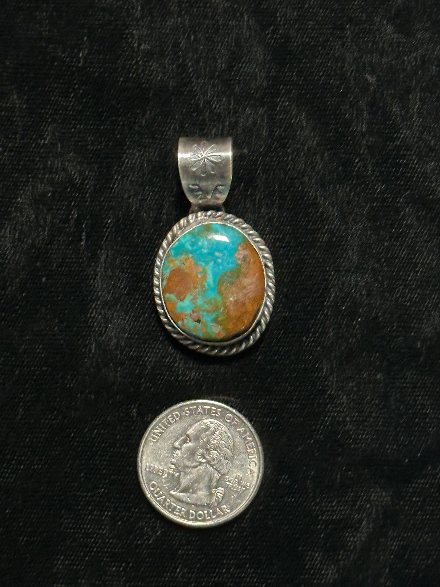 Royston Turquoise Pendant with a 9mm Bale by Ned Nez, Navajo