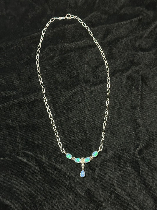 16" Blue Opal Necklace by Verley Betone, Navajo