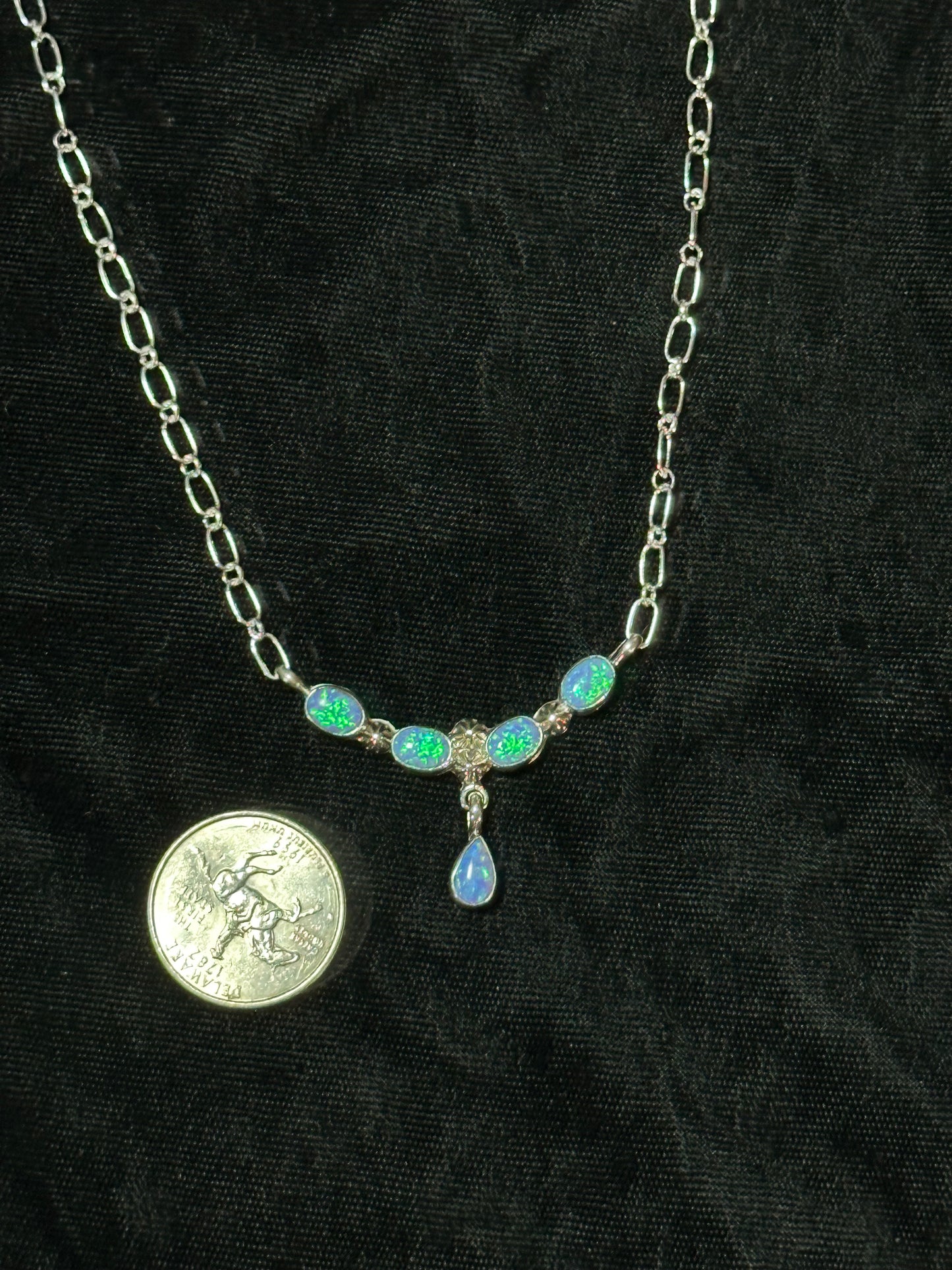 16" Blue Opal Necklace by Verley Betone, Navajo