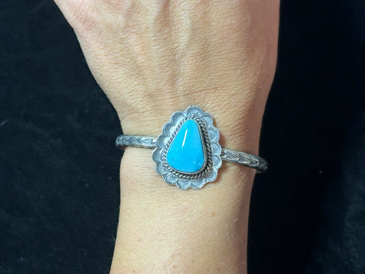5 3/4"-6 1/2" Sonoran Blue Cuff by J. Nelson, Navajo