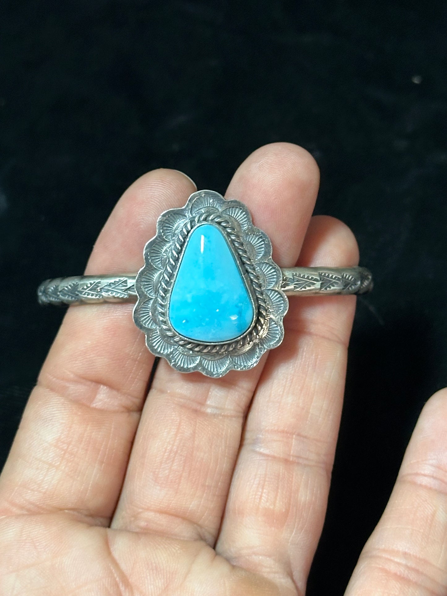 5 3/4"-6 1/2" Sonoran Blue Cuff by J. Nelson, Navajo