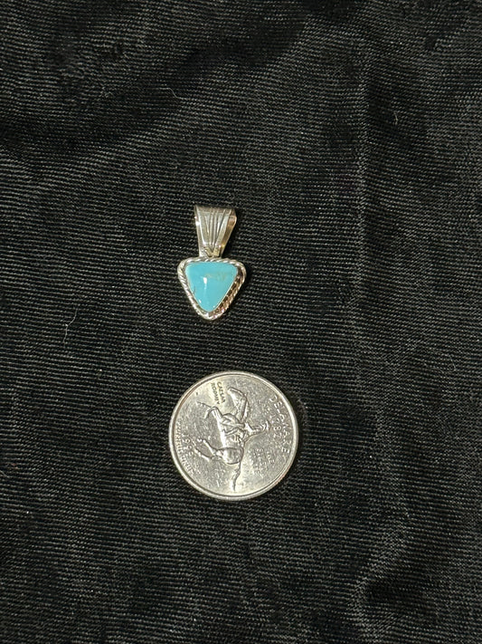 Small Turquoise Triangle Pendant with a 4mm Bale by Sadie Jim, Navajo