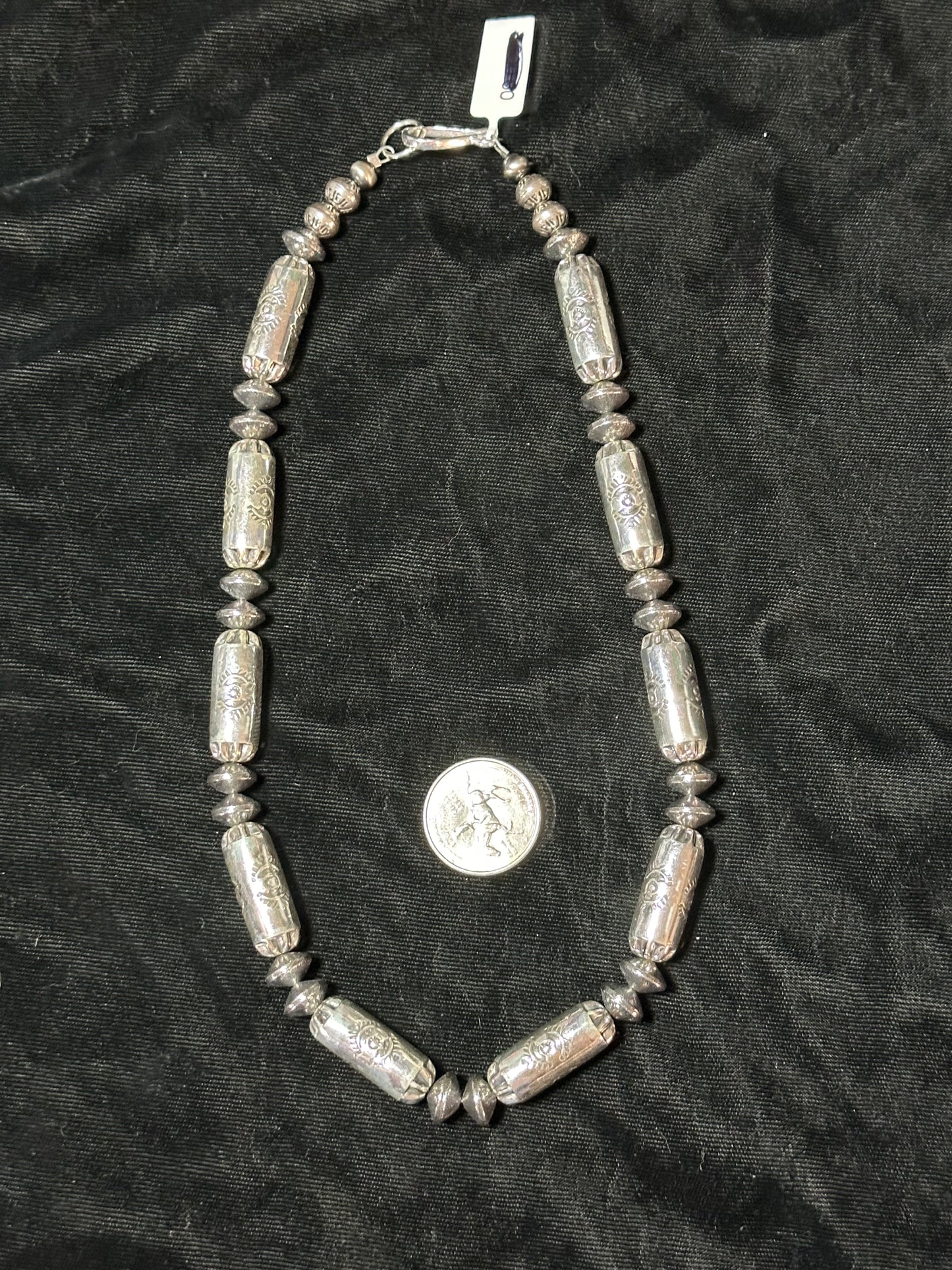 Hand Stamped Barrel Beads with Navajo Style Saucers