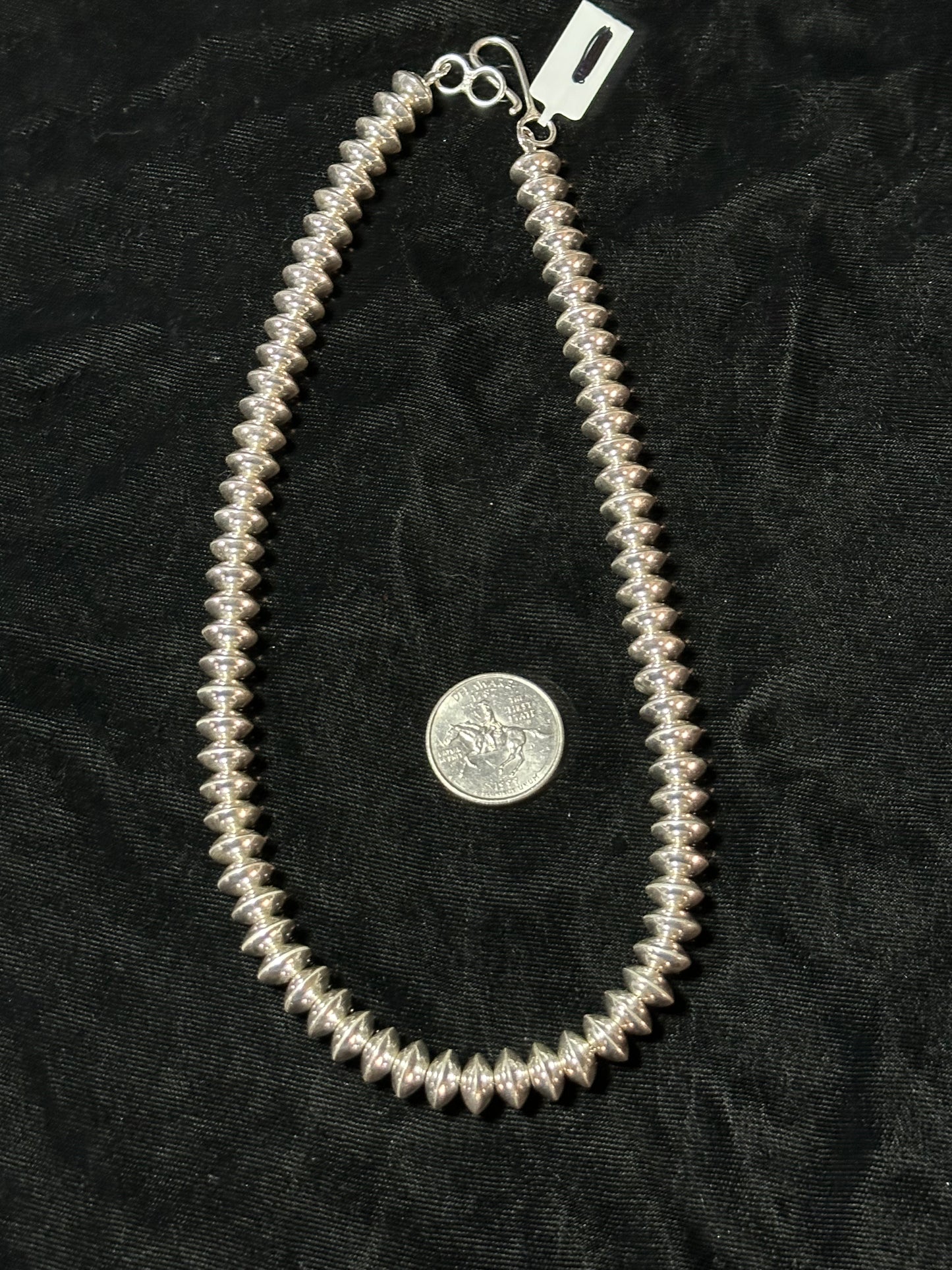 18.5" Handmade 10mm Navajo Saucers by Crystal Haley, Navajo