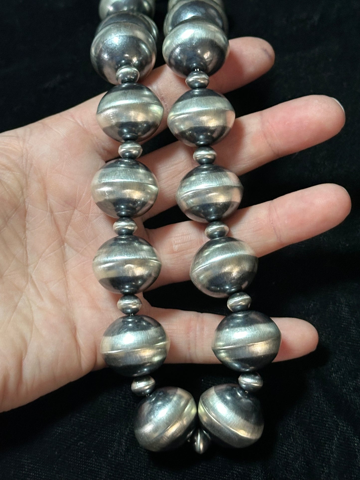 20" Handmade 22mm and 8mm Navajo Saucers by Tonisha Haley, Navajo