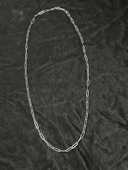30" Dark Sterling Silver Paperclip Chain