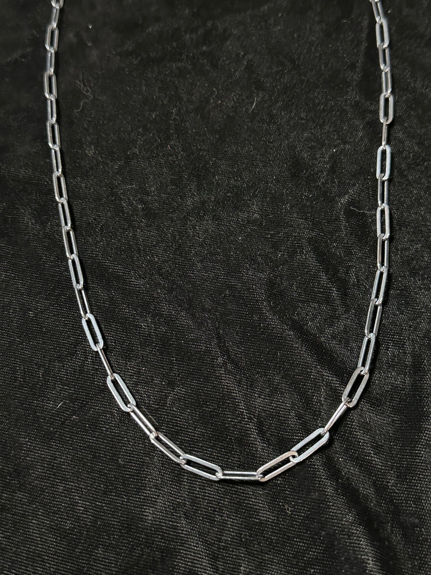 30" Dark Sterling Silver Paperclip Chain