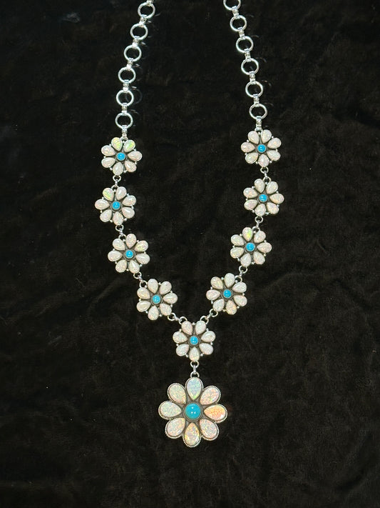 24"+3" Opal and Sleeping Beauty Lariat by Zia