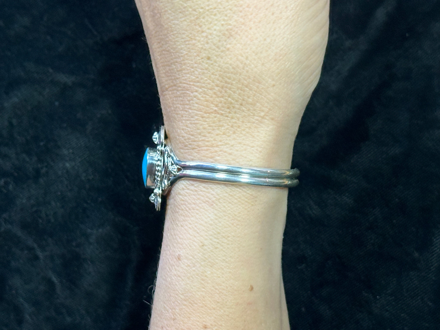 6"-7" Sterling Silver Cuff with Turquoise Stone by Jimmy Garcia, Navajo