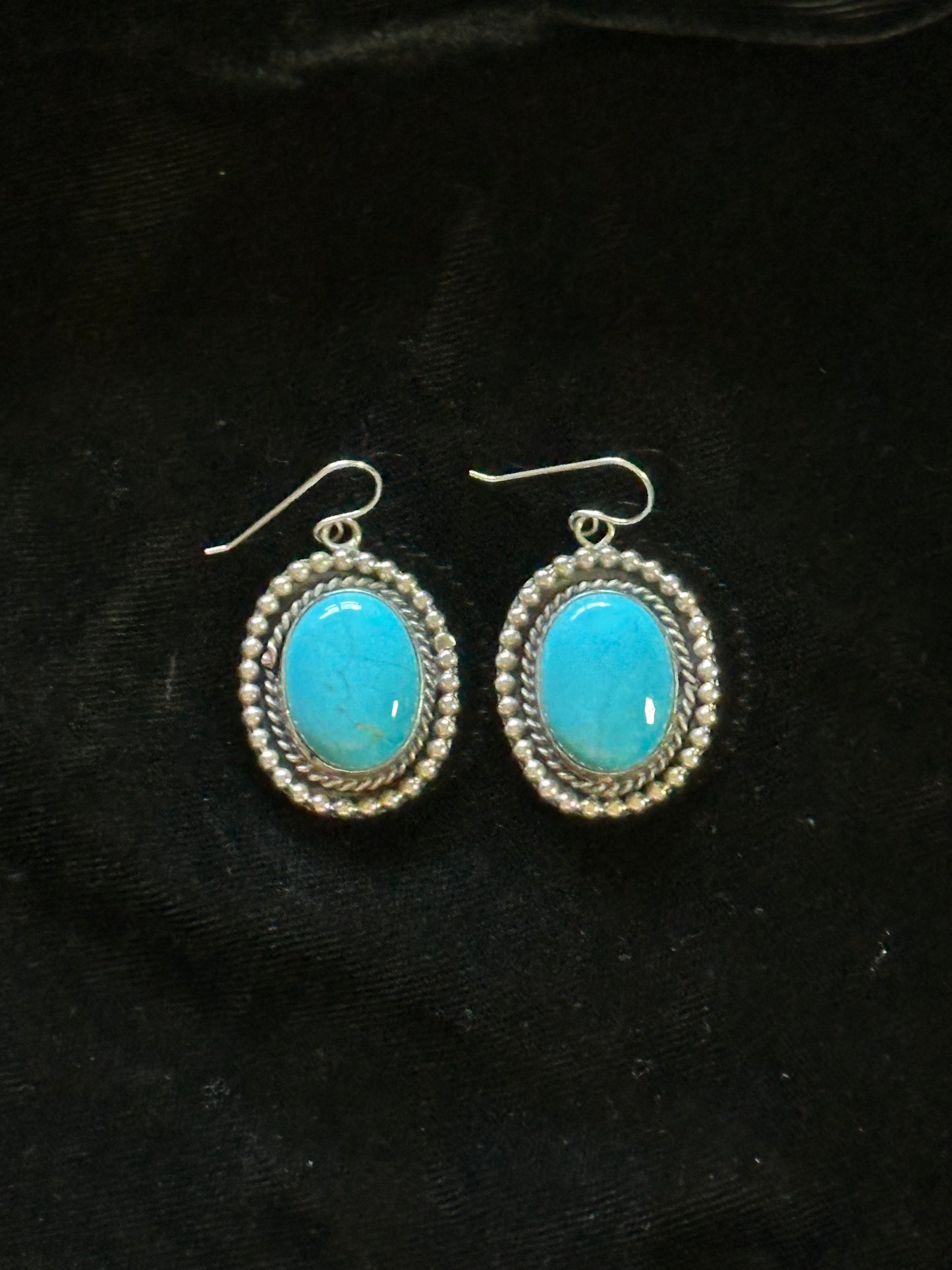 Kingman Turquoise Dangle Earrings by Gilbert Nez, Navajo