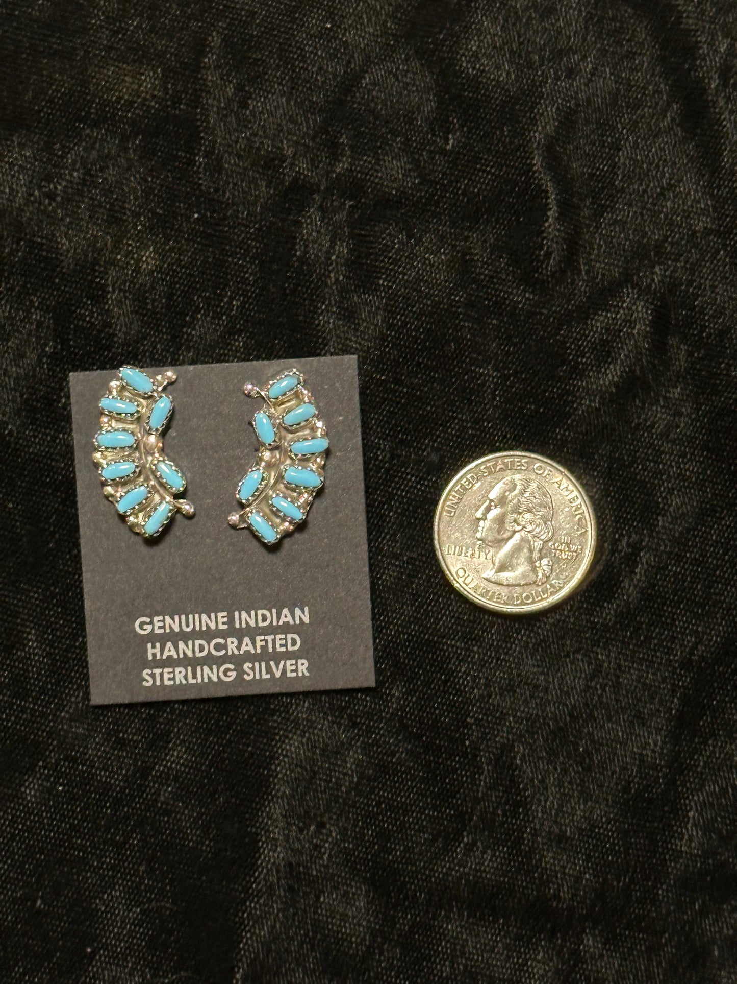 Turquoise Post Earrings by Mildred Hannaweeka, Zuni