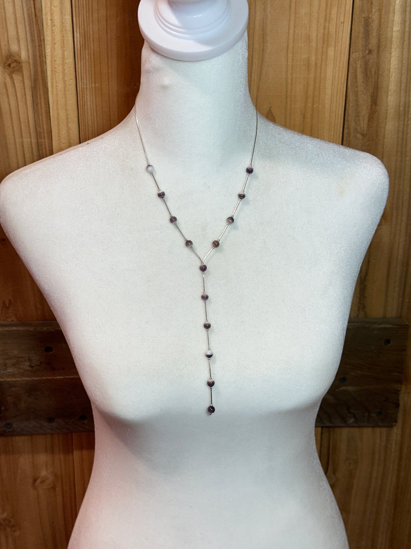 Lariat Style Wompum Shell Necklace