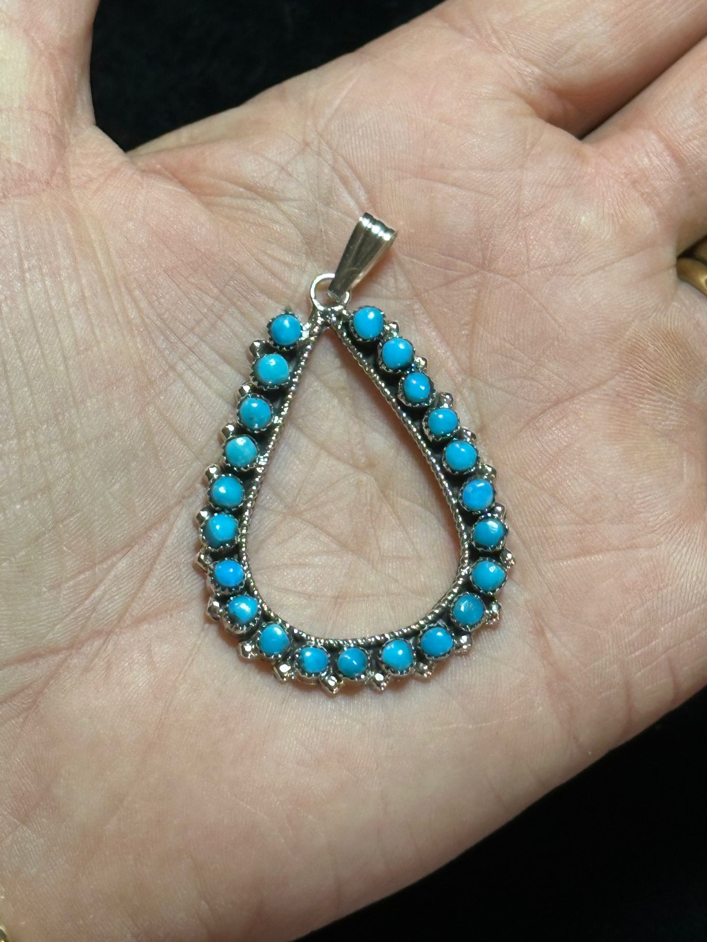 Tear Drop Turquoise Pendant by Phyllis Laate, Zuni