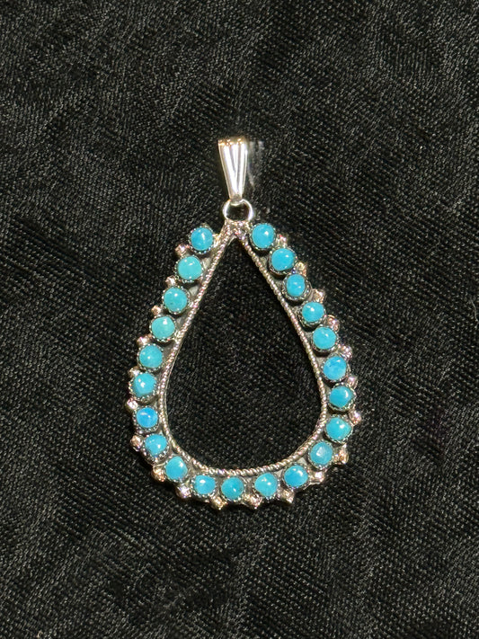 Tear Drop Turquoise Pendant by Phyllis Laate, Zuni