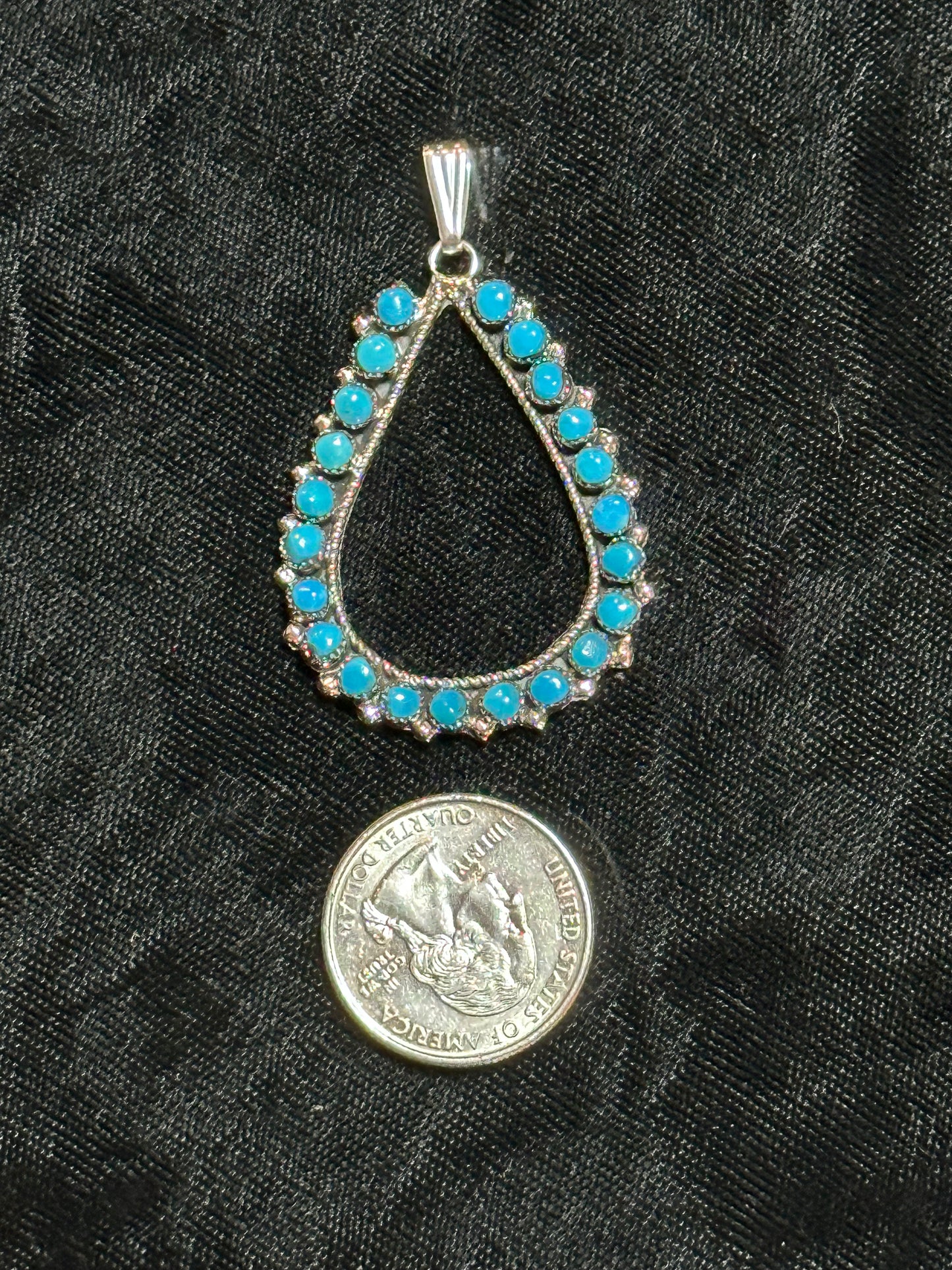 Tear Drop Turquoise Pendant by Phyllis Laate, Zuni