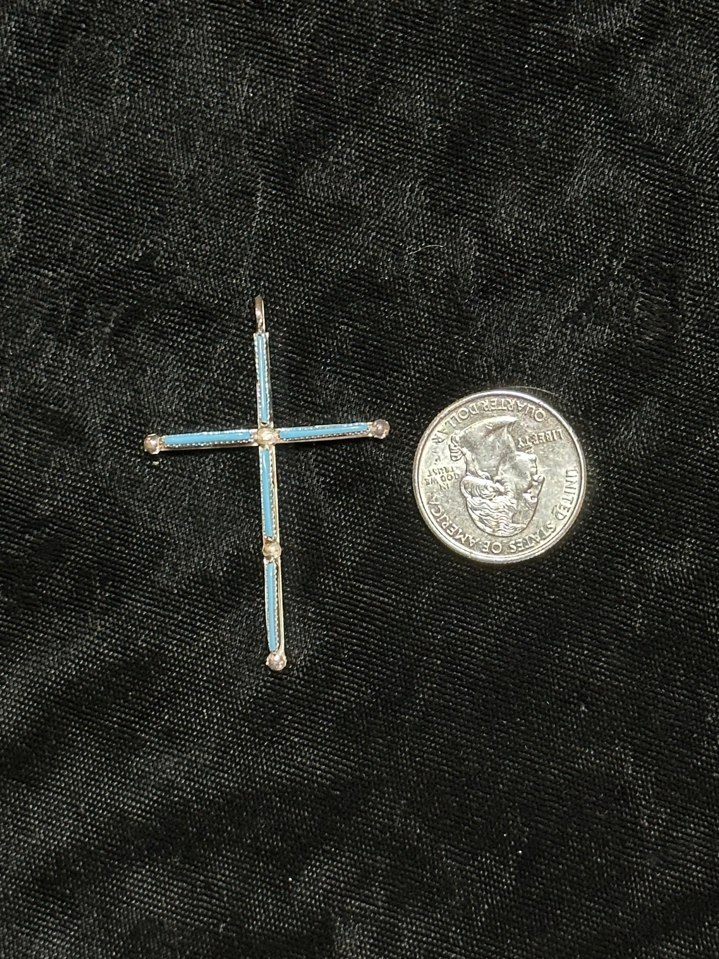 Turquoise Needlepoint Cross Pendant by Ashley Laate, Zuni