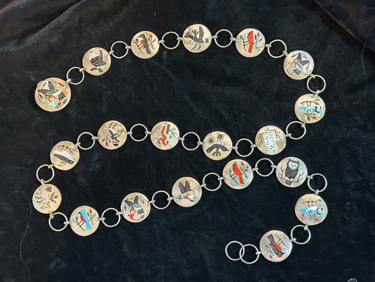 36” Inlaid Bird Belt by SC Edaakie, Navajo