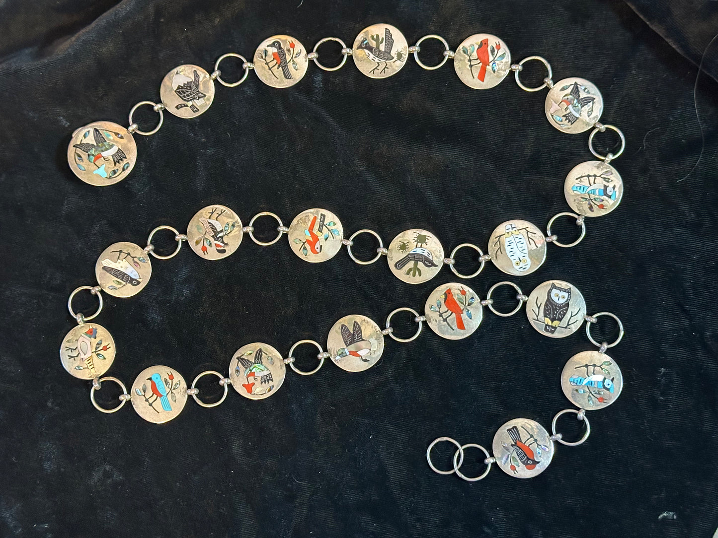36” Inlaid Bird Belt by SC Edaakie, Navajo